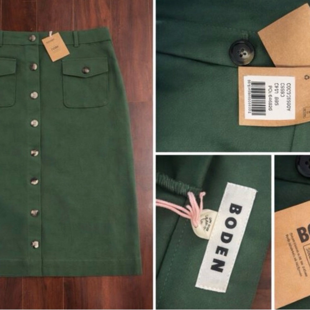 NWT Boden Forest Green Cargo Midi Skirt -size 22 never worn